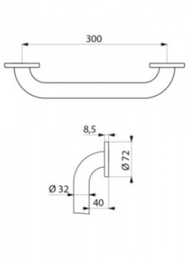 Barre de maintien en inox - Longueur 600 mm - Presto