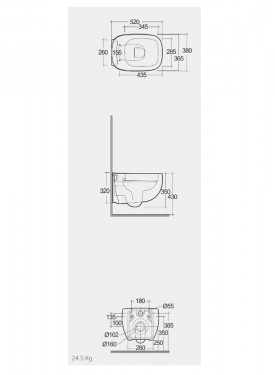 Pack WC Suspendu - Rak-Des - Rimless - Dimensions 52 x 38 cm - PAC