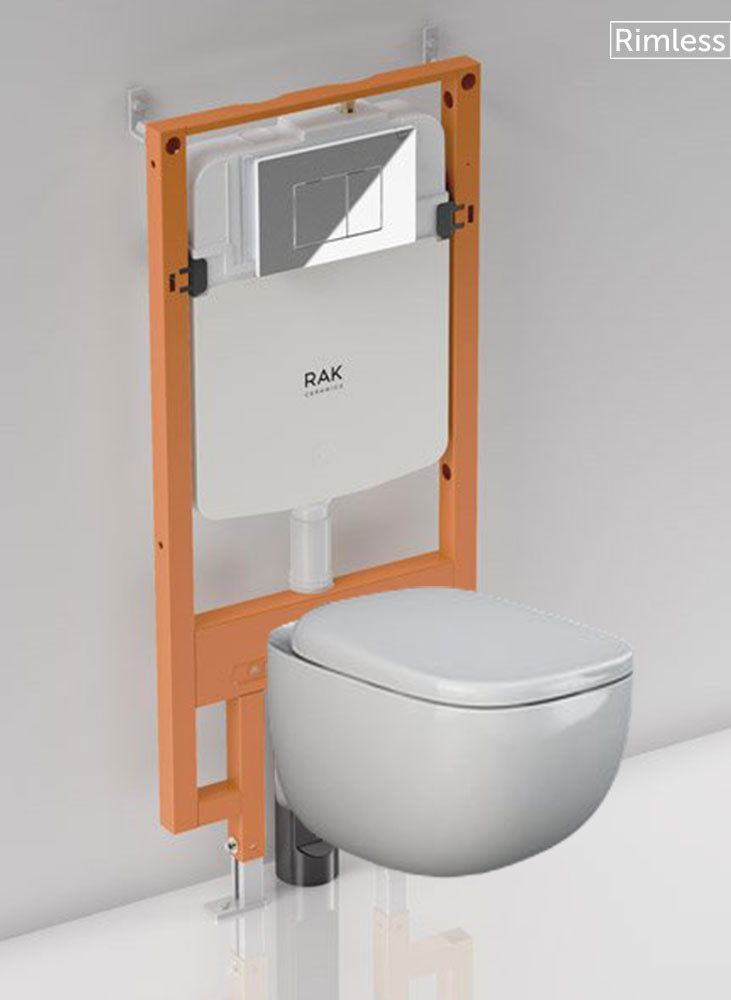Pack WC Suspendu - Rak-Illusion - Rimless - Dimensions 52 x 38 cm